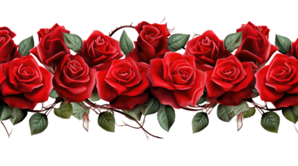 Roses border watercolor, red flowers, wedding decor, png