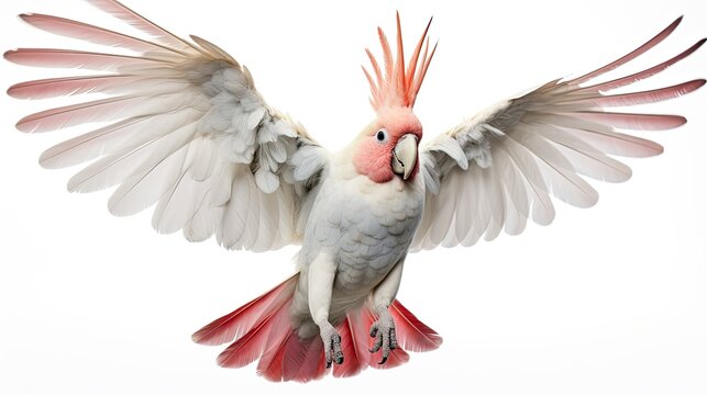 Portrait of spreading crest of Major Mitchells cockato