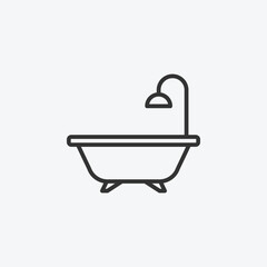 vector illustration of bathtub icon on grey background for graphic, website, ui ux and mobile design. vector illustration