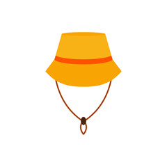 straw hat flat design vector illustration. Straw fedora hat isolated on a white background beach hat , summer hat. Flat design