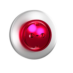 Red Electrical outlet icon isolated on transparent background. Power socket. Rosette symbol. Silver circle button.