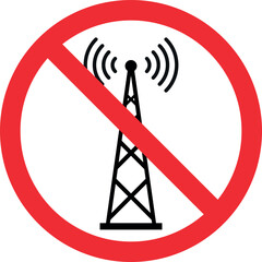 No antenna tower sign. Forbidden signs and symbols.