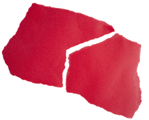 feuille de papier rouge déchirée sur fond transparent, PNG