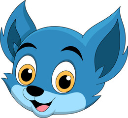 a blue-furred wolf with a cheerful face