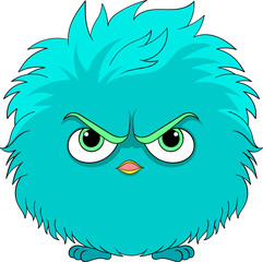 a monster with thick turquoise hair