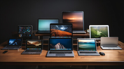 A collection of laptops