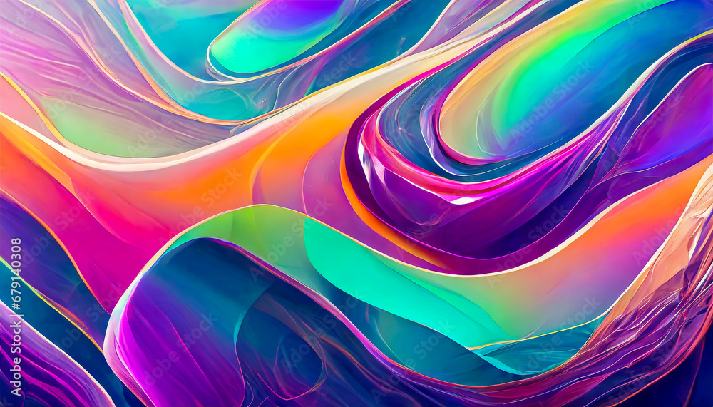 Wall mural abstract rainbow color background with lines and waves