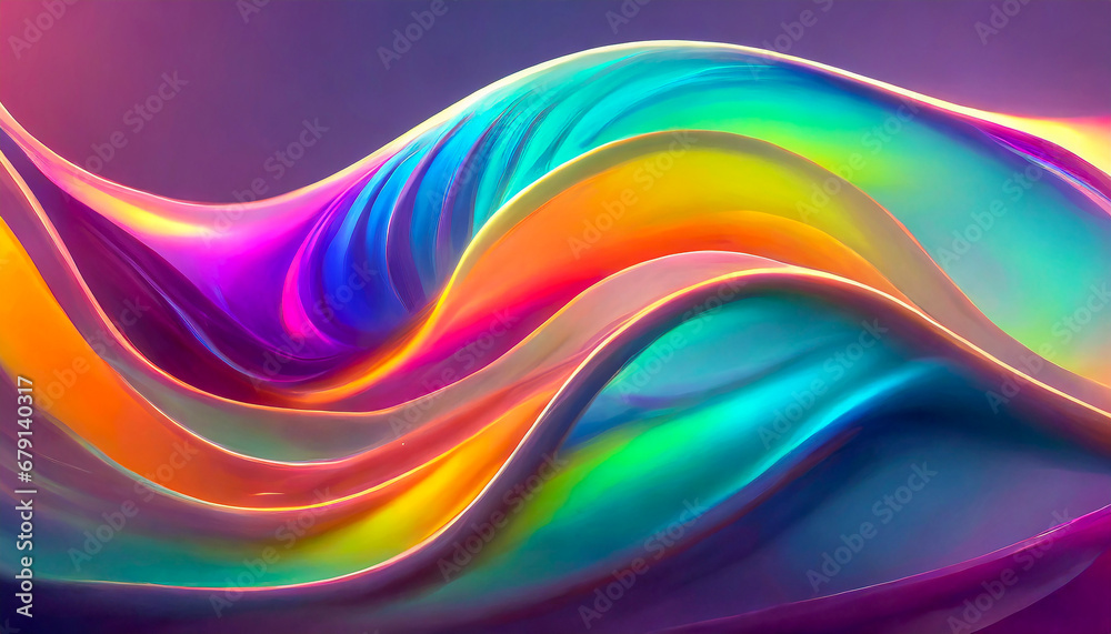 Wall mural abstract rainbow color background with lines and waves