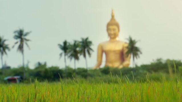 Phra Buddha Maha Nawaminthra Sakyamuni Sriwiset Chaichan or Luang Pho Yai is the largest Buddha image in the world. Big Buddha statue at Wat Muang in Ang Thong Province, Thailand
