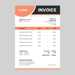 Creative Corporate Stationery design invoice template vector, Simple design with black orange theme