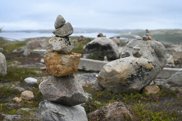 Fototapeta na wymiar Stone tower in the northern tundra