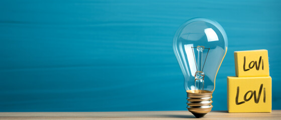 Idea and new creative thinking concept light bulb - obrazy, fototapety, plakaty