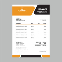 Modern Elegant invoice template design vector - dark yellow color