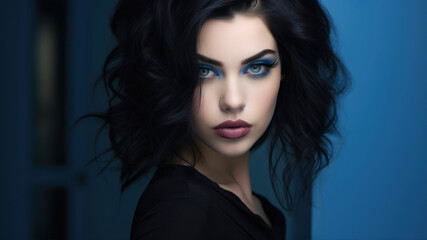 Fototapeta premium Portrait of beautiful young woman with bright make-up and hairstyle
