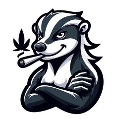 Honey Badger Cannabis Dispensary Marijuana Logo Vector Illustrated - obrazy, fototapety, plakaty
