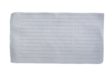 White ripped lined paper on transparent background. Torn paper png.