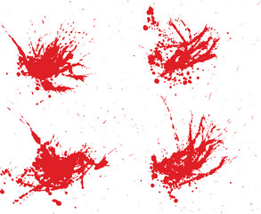 Set of red blood ink texture vector