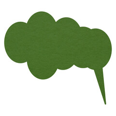 Green paper speech bubble on transparent background with copy space. Chat balloon png. Communication or comment sign.