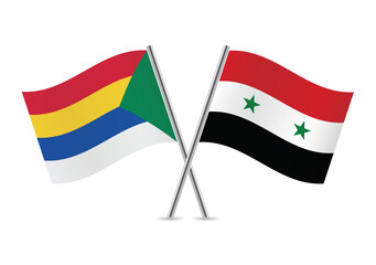 Druze and Syria crossed flags, isolated on a white background. Vector icon set. Vector illustration.