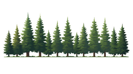 a row of pixel art pine trees
