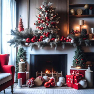 christmas tree with fireplace