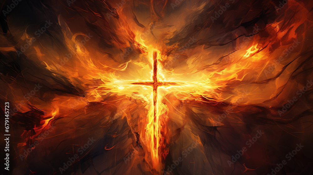 Wall mural abstract flaming cross