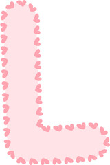 L Alphabet pink letter,heart frame, Valentine