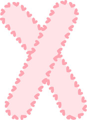 X Alphabet pink letter,heart frame, Valentine
