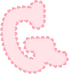G Alphabet pink letter,heart frame, Valentine