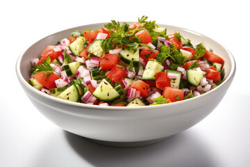Israeli Salad Isolated on White Background 