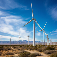 Fotografia con detalle de paisaje natural con varios molinos de energia eolica