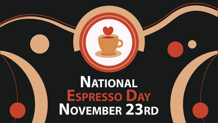 Obraz premium National Espresso Day vector banner design. Happy National Espresso Day modern minimal graphic poster illustration.