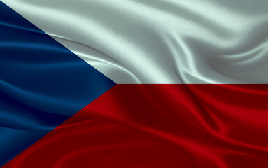 3d waving realistic silk national flag of Czech Republic. Happy national day Czech Republic flag background. close up