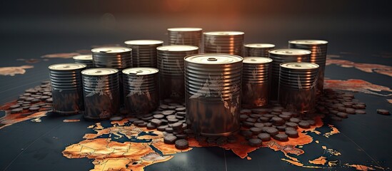 Geopolitical tensions war and economic crisis due to Russian oil embargo Copy space image Place for adding text or design - obrazy, fototapety, plakaty