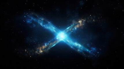 Plus or x sign on background with stars and amazing colorful and deep blue dark