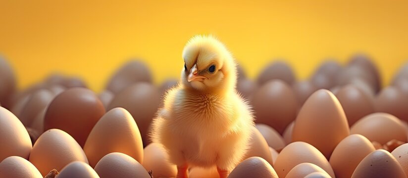 Industrial chicken farms primarily focus on egg production from hens Copy space image Place for adding text or design