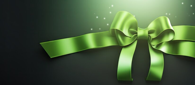 Green ribbon representing scoliosis Copy space image Place for adding text or design