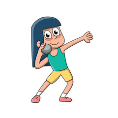 Shot put. Cartoon style vector illustration
