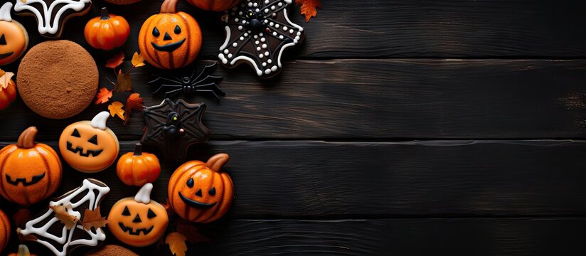 Gingerbread cookies on Halloween Copy space image Place for adding text or design