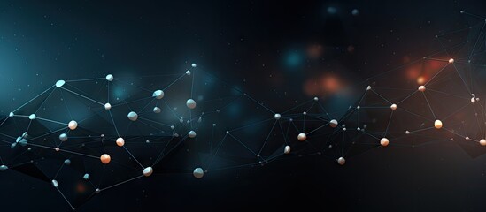 Obraz premium Futuristic concept Abstract poly space with dark background connecting dots and lines Copy space image Place for adding text or design