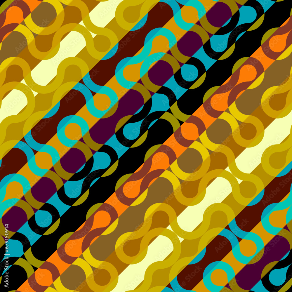 Poster Geometric abstract pattern retro style. Seamless vector pattern.