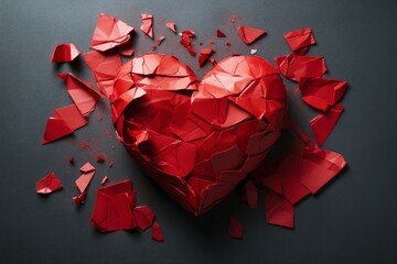 A papier mache heart symbolizing spiritual wounds. Background with selective focus and copy space