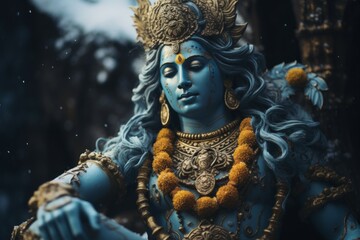 God Shiva. Portrait with selective focus and copy space - obrazy, fototapety, plakaty