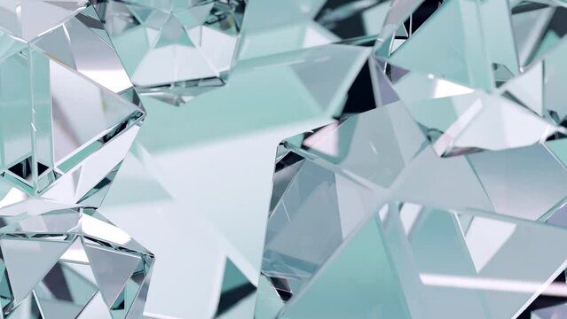 Stylish background with a polygonal crystal form. A 3D abstraction of a geometric jewelry surface. Scenes with diamond reflection crystals in the background.