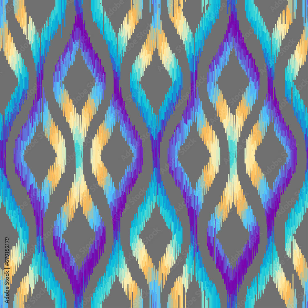 Poster Seamless striped pattern in Aztec style. Folk embroidery.. Aztec ikat style. Seamless vector image. Thin lines