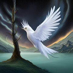 white dove flying in the sky generative AI