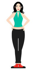 fashion girl in green and black color dress vector design