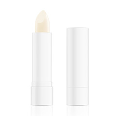 Lipstick care mockup.  Front view. Vector illustration isolated on white background. Can be use for your design, advertising, promo and etc. EPS10. 