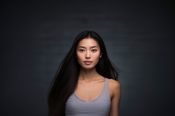 very attractive asian woman posing in front of the camera