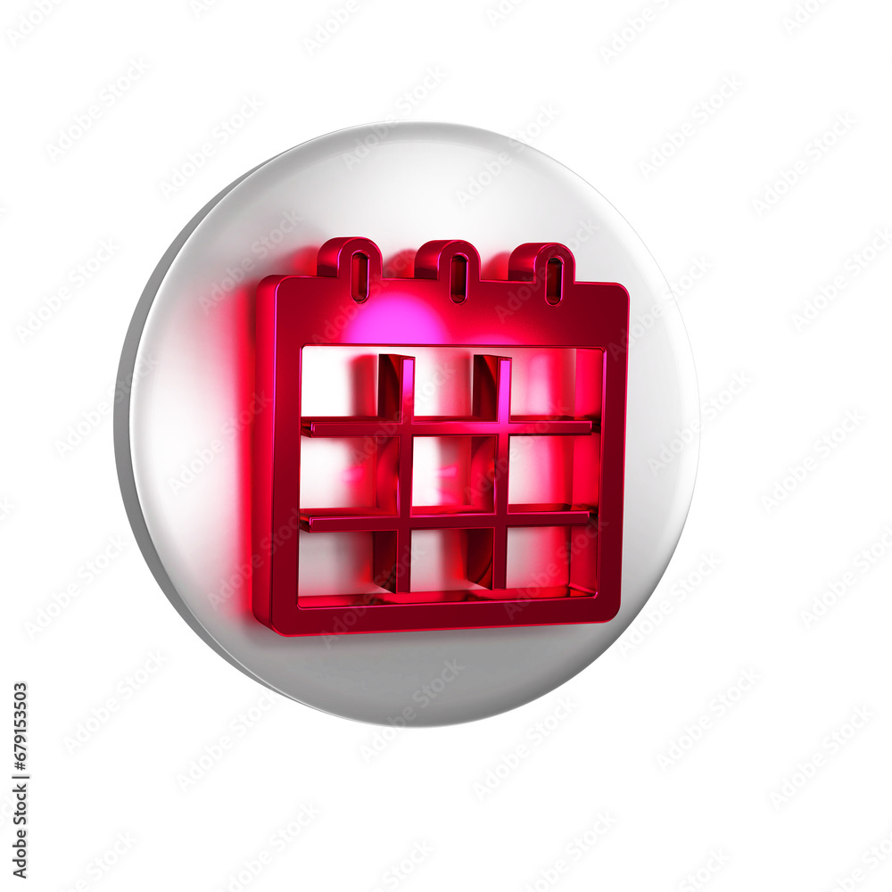 Canvas Prints red calendar icon isolated on transparent background. event reminder symbol. silver circle button.